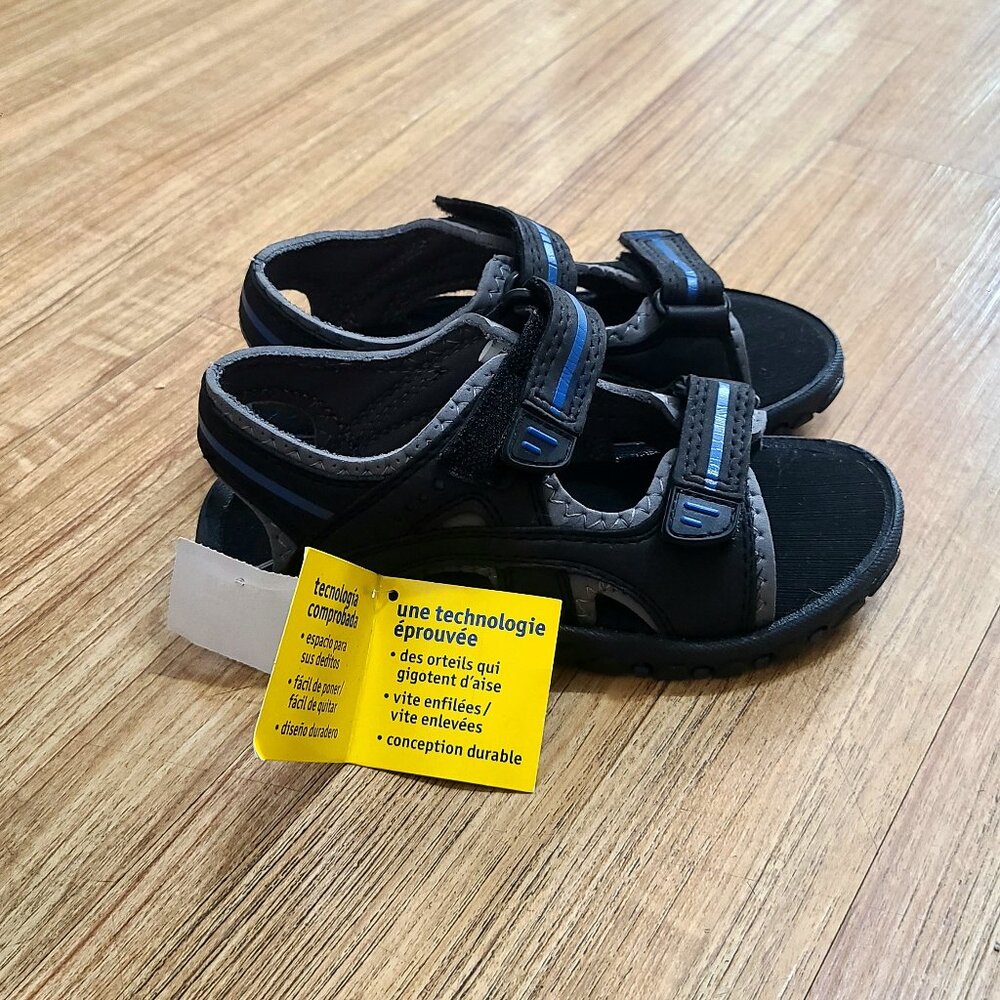 SmartFit Kids Sandals – Black & Blue Velcro, Size 12, New With Tags